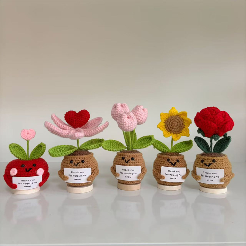 Home Decor Tulip - Fiore all'uncinetto Tulipano artificiale Piante intrecciate