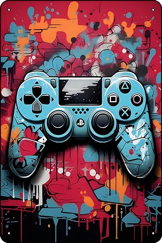 Watercolor Poster Print - Ytosoful Colorful Neon Gamepad, decorazione da
