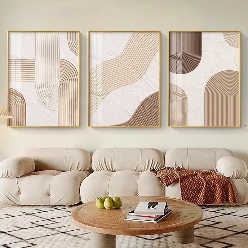 Home Decor Japandi - Poster moderno nordico con linee beige