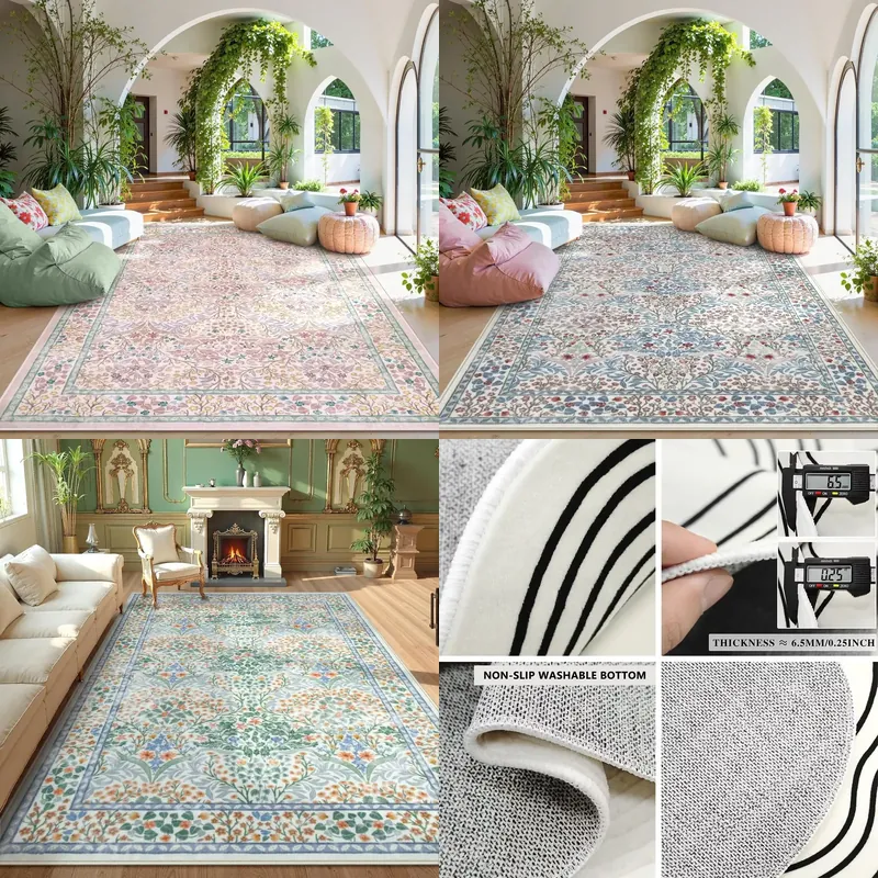 Home Decor Flowers - Tappeto rosa per soggiorno, tappeti grandi