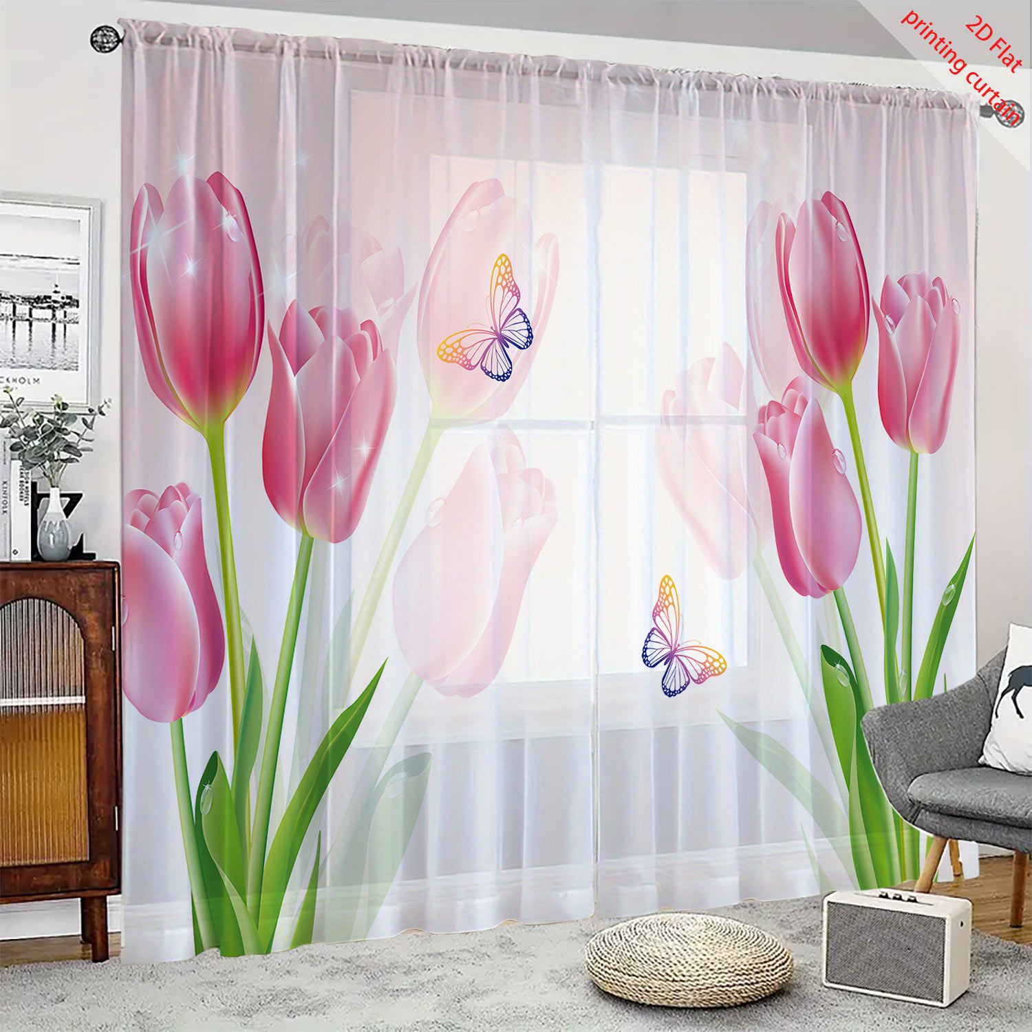 Home Decor Youtube - Tenda in garza trasparente con stampa