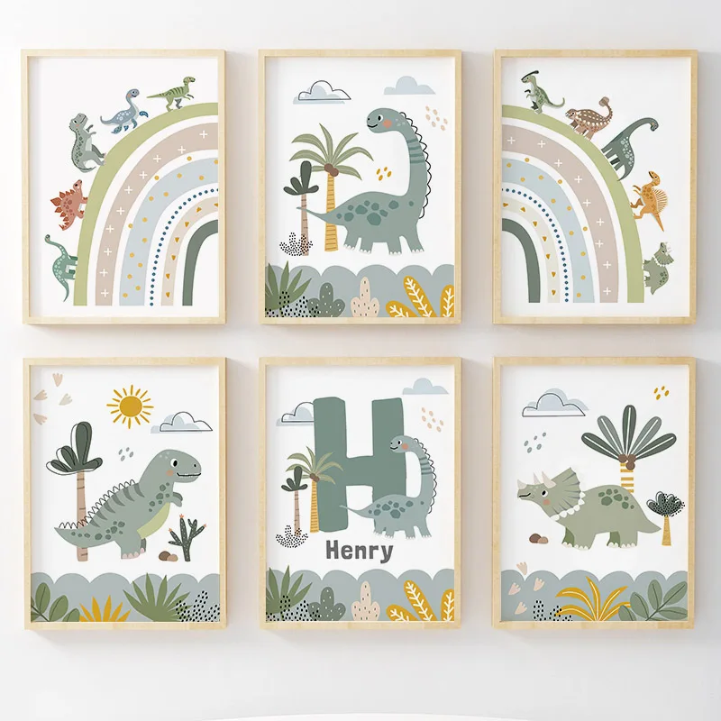 Home Decor Japandi - Quadri su tela con dinosauri del