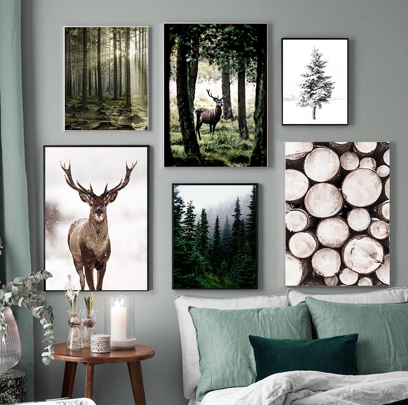 Home Decor Japandi - Quadro su tela con paesaggio invernale: