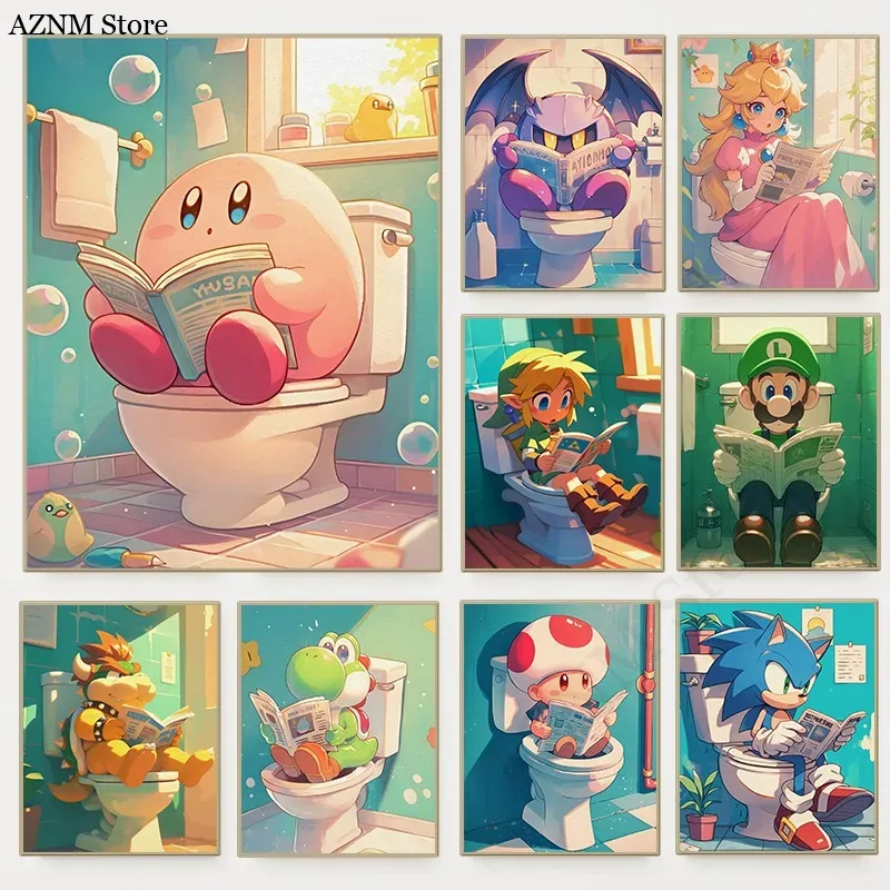 Divertente bagno cartone anima - Watercolor Poster Print recensione e prezzo