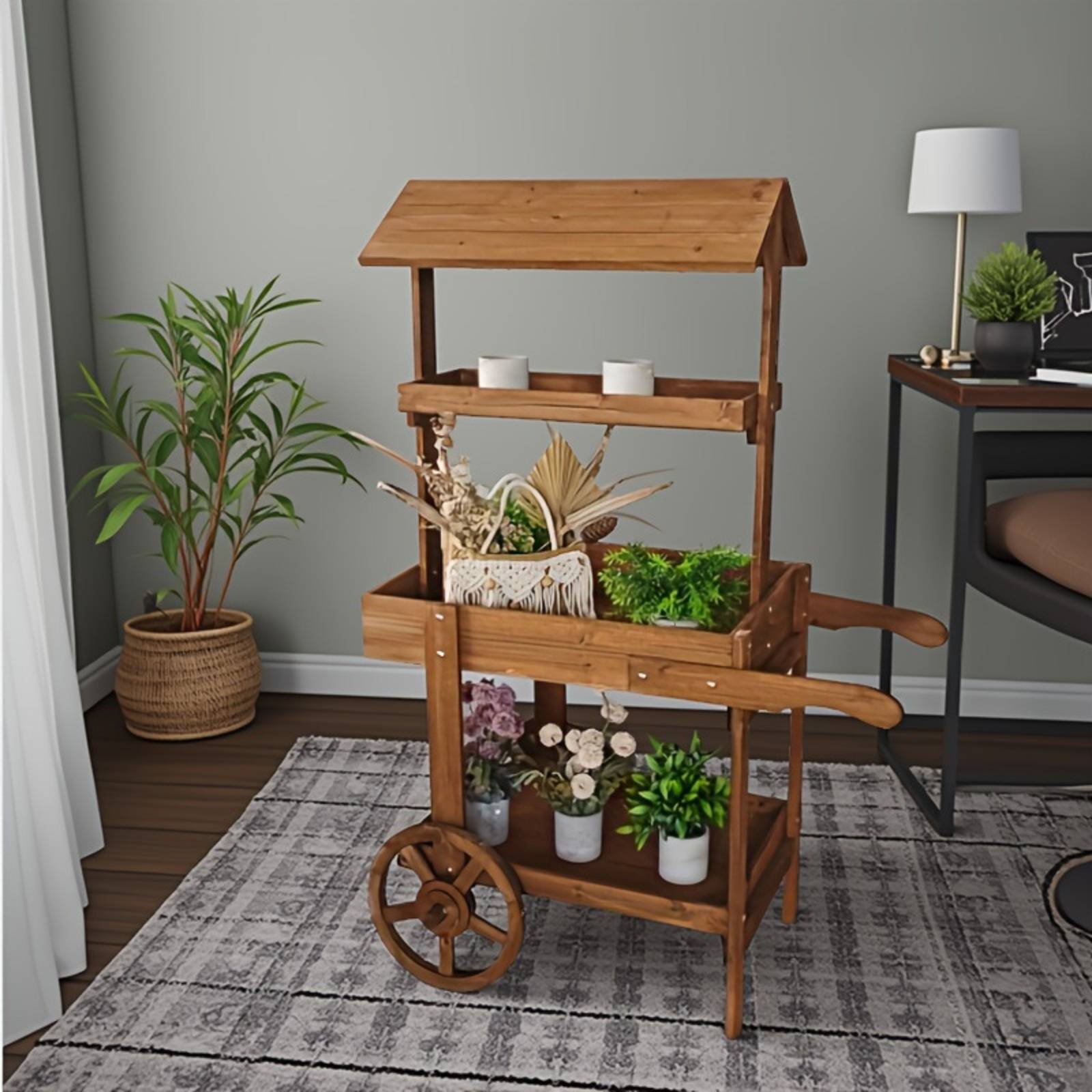 Carrello Portafiori in Legno c - Home Decor Flowers recensione e prezzo