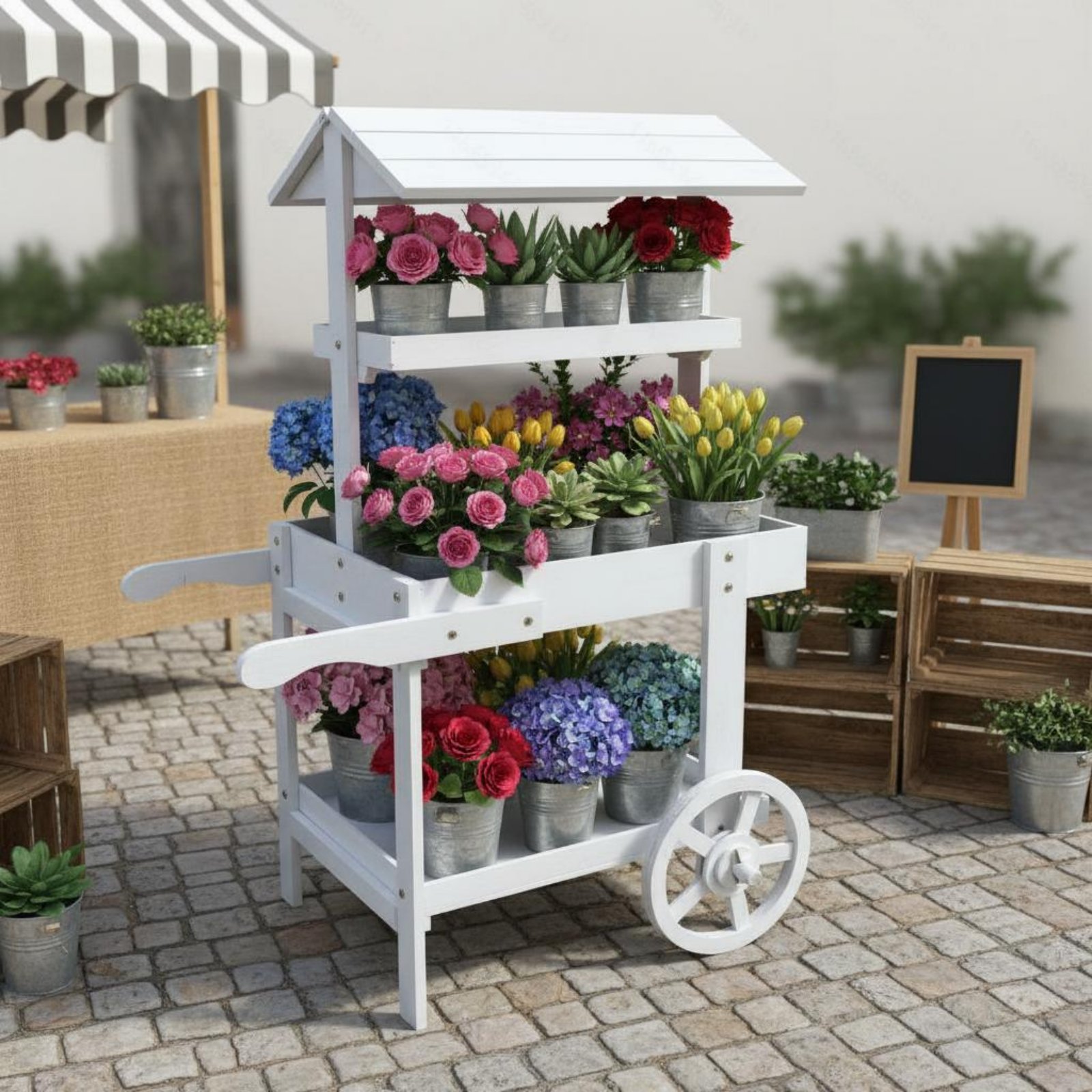 Carrello Portafiori in Legno c - Home Decor Flowers recensione e prezzo