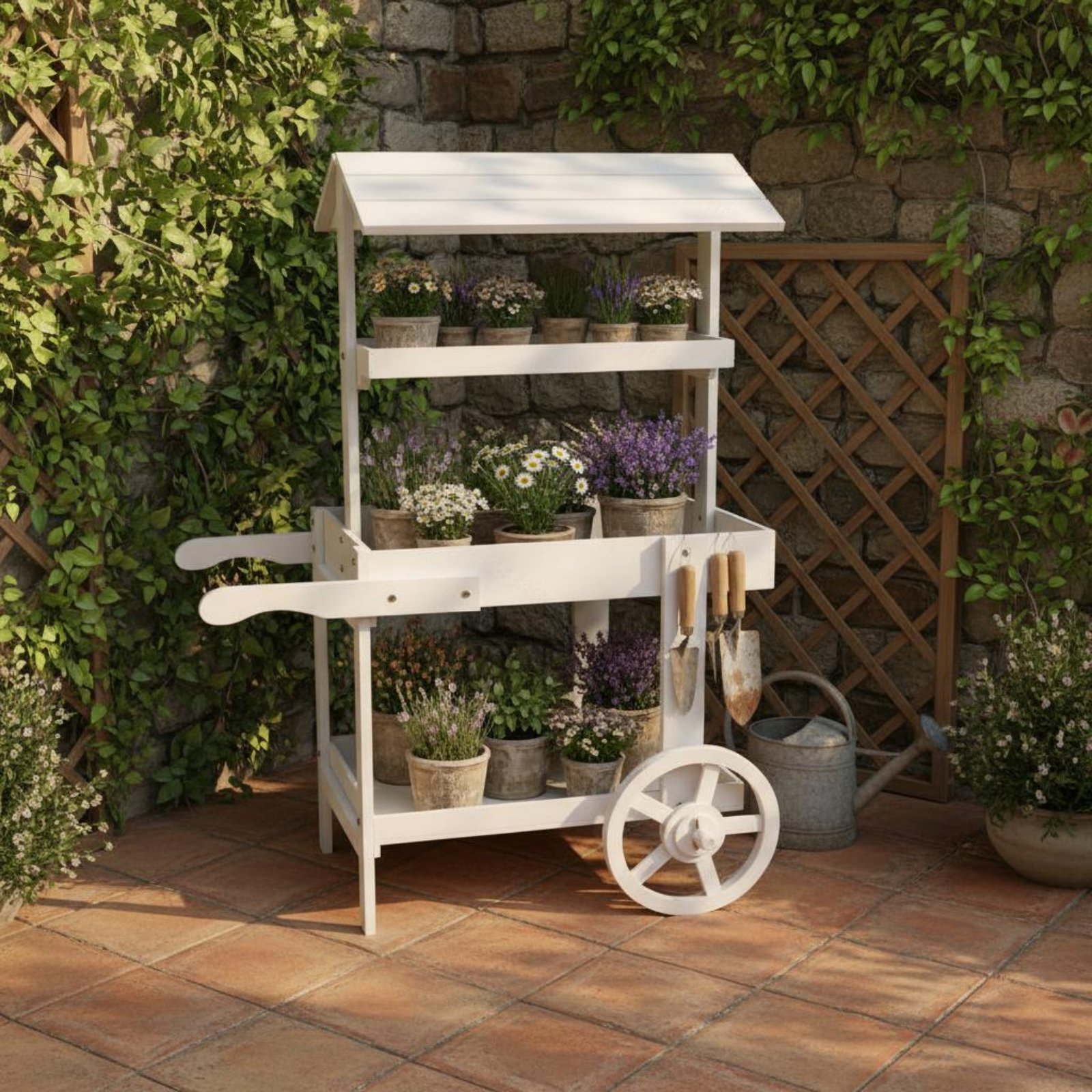 Carrello Portafiori in Legno c - Home Decor Flowers recensione e prezzo
